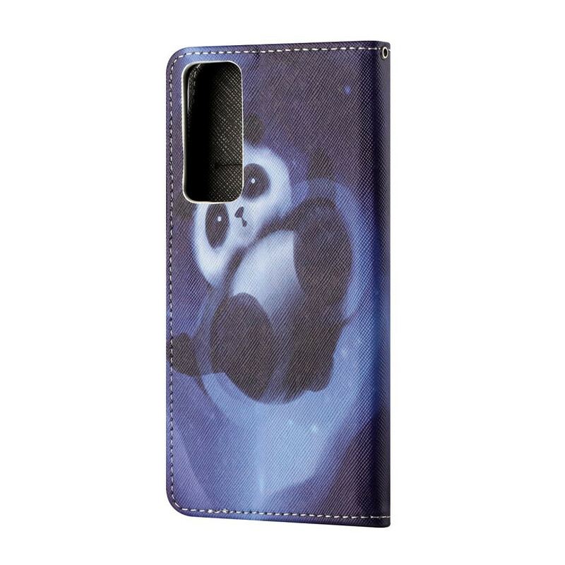 Fliptok / Bőrtok Huawei P Smart 2021 szíjjal Panda Space Kötéllel