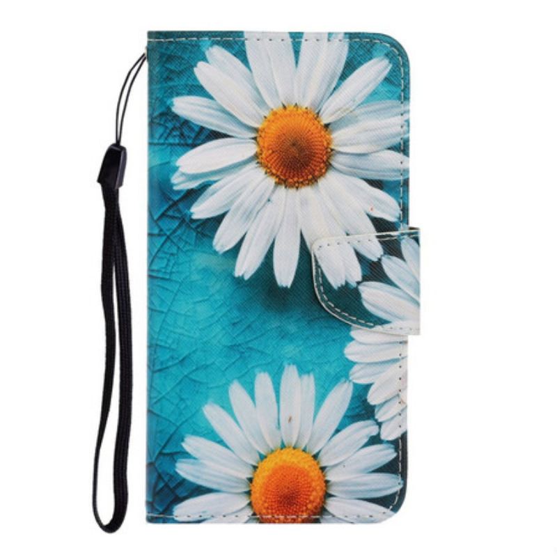 Fliptok / Bőrtok Huawei P Smart 2021 szíjjal Thong Daisies