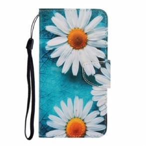 Fliptok / Bőrtok Huawei P Smart 2021 szíjjal Thong Daisies