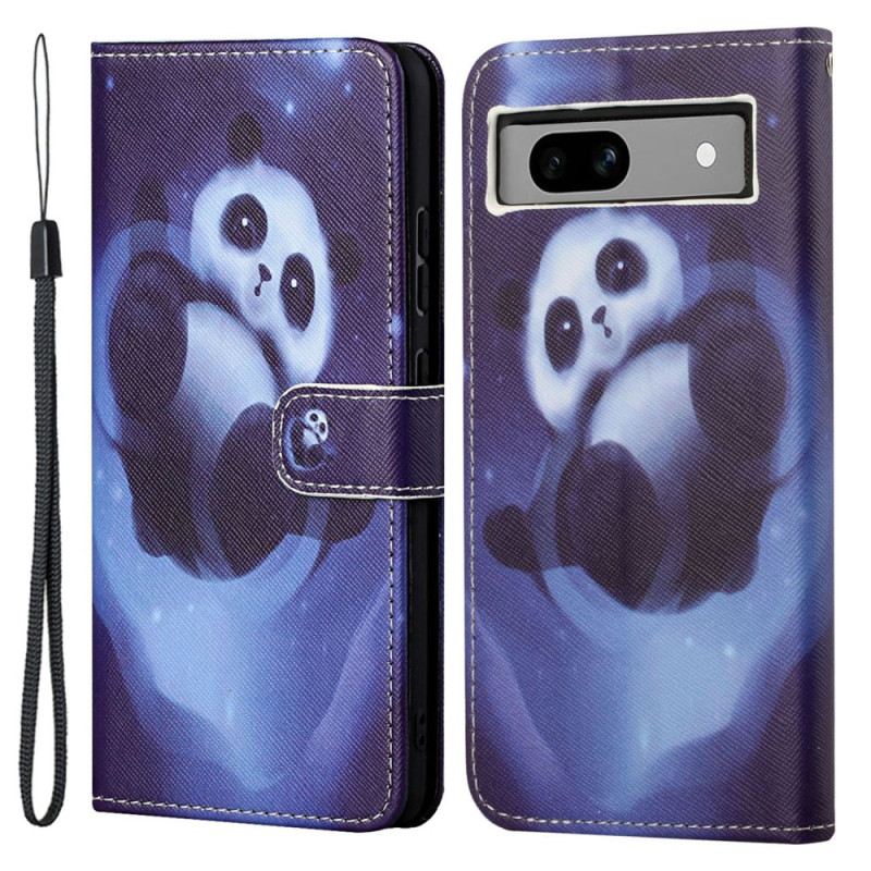 Bőrtok Google Pixel 8a Space Panda Szíjjal