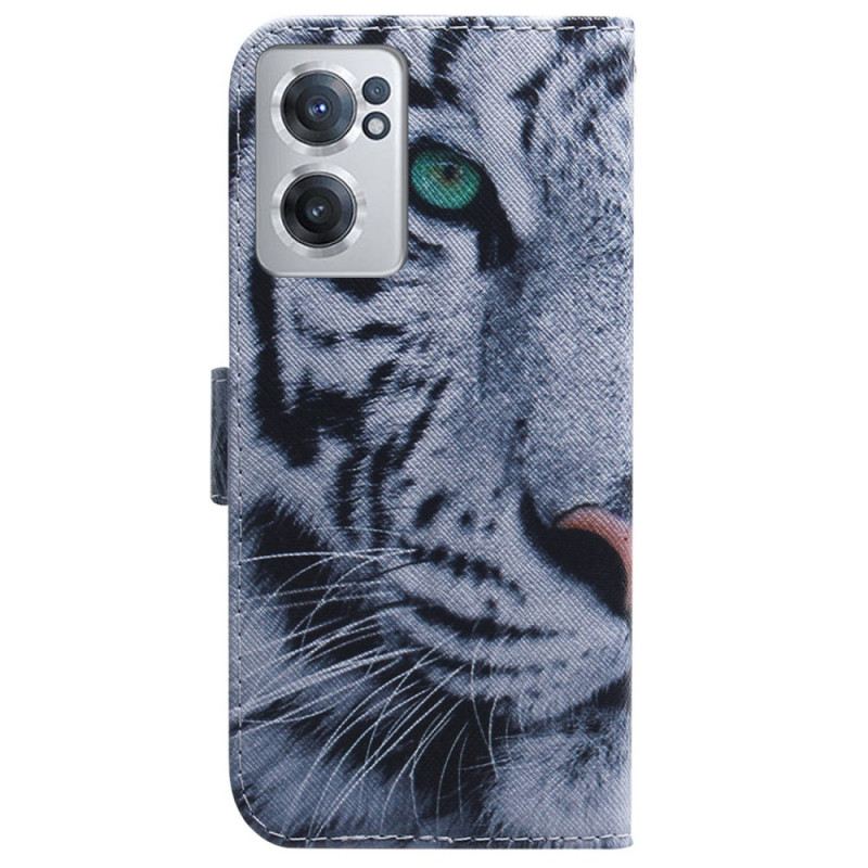 Fliptok / Bőrtok OnePlus Nord CE 2 5G Fehér Tigris