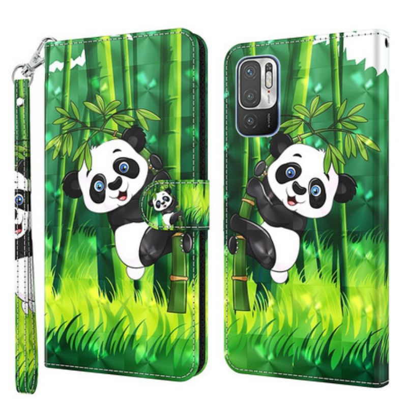 Fliptok / Bőrtok Poco M3 Pro 5G Panda És Bambusz