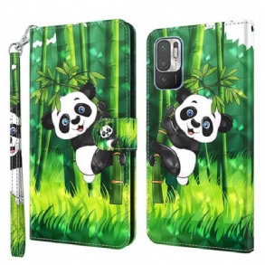 Fliptok / Bőrtok Poco M3 Pro 5G Panda És Bambusz