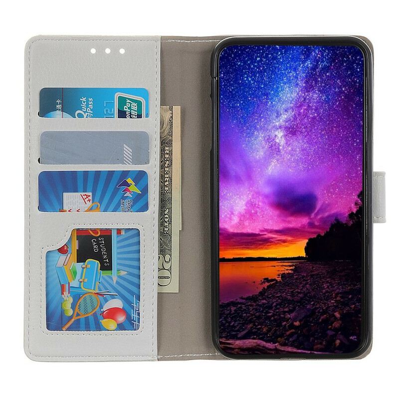 Fliptok / Bőrtok Xiaomi Redmi Note 9 Bőr Hatású Litcsi Varratok