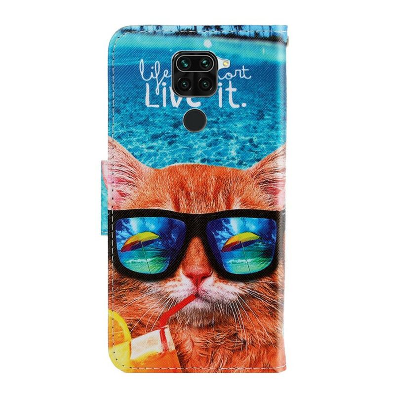 Fliptok / Bőrtok Xiaomi Redmi Note 9 szíjjal Cat Live It Strappy