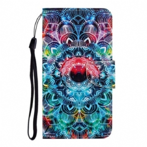 Fliptok / Bőrtok Xiaomi Redmi Note 9 szíjjal Feltűnő Strappy Mandala