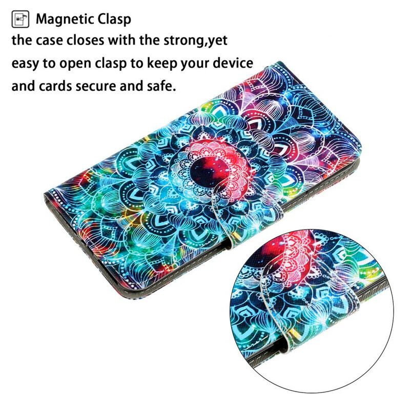 Fliptok / Bőrtok Xiaomi Redmi Note 9 szíjjal Feltűnő Strappy Mandala