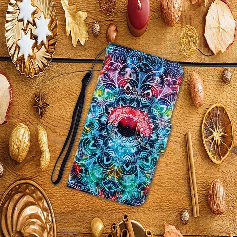 Fliptok / Bőrtok Xiaomi Redmi Note 9 szíjjal Feltűnő Strappy Mandala