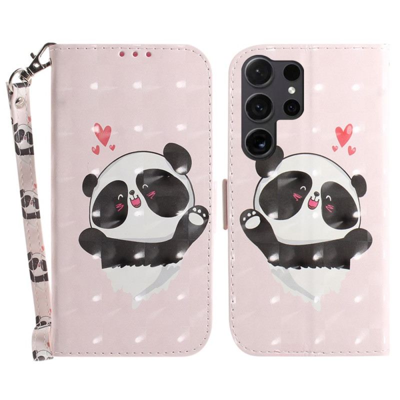 Bőrtok Samsung Galaxy S24 Ultra 5g Panda Love Szíjjal