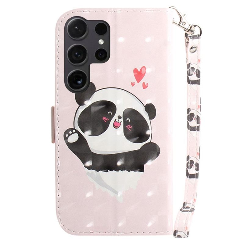 Bőrtok Samsung Galaxy S24 Ultra 5g Panda Love Szíjjal