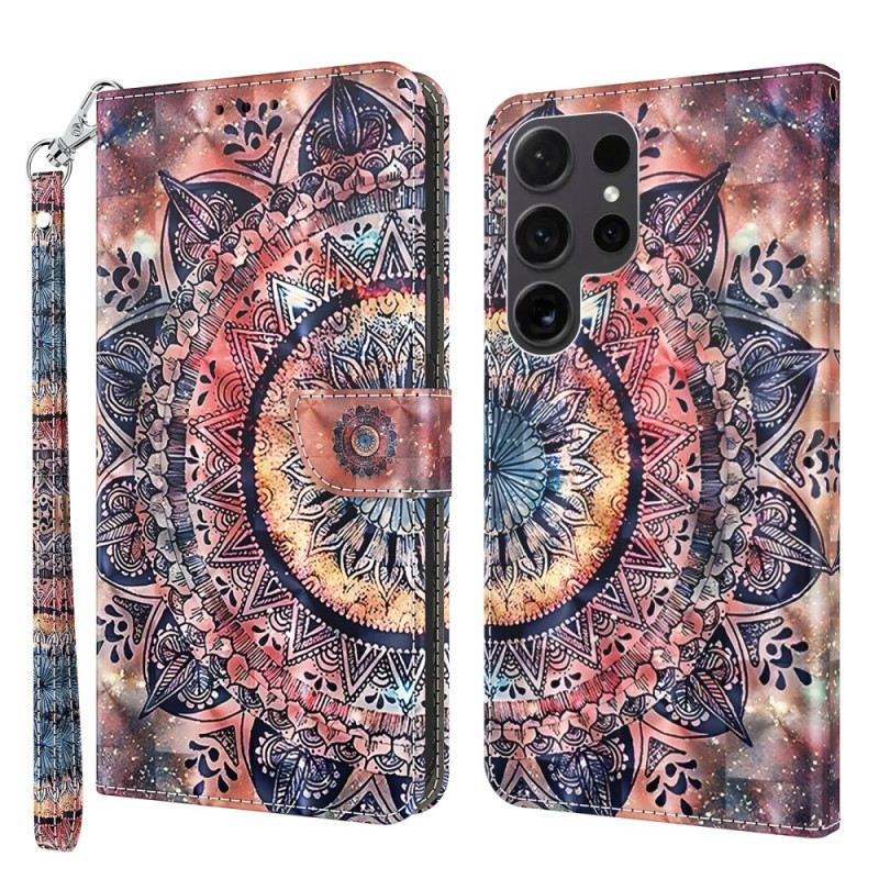 Bőrtok Samsung Galaxy S24 Ultra 5g Színes Mandala Szíjjal