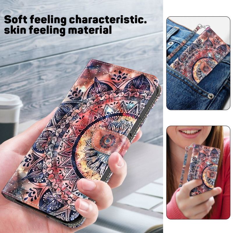 Bőrtok Samsung Galaxy S24 Ultra 5g Színes Mandala Szíjjal