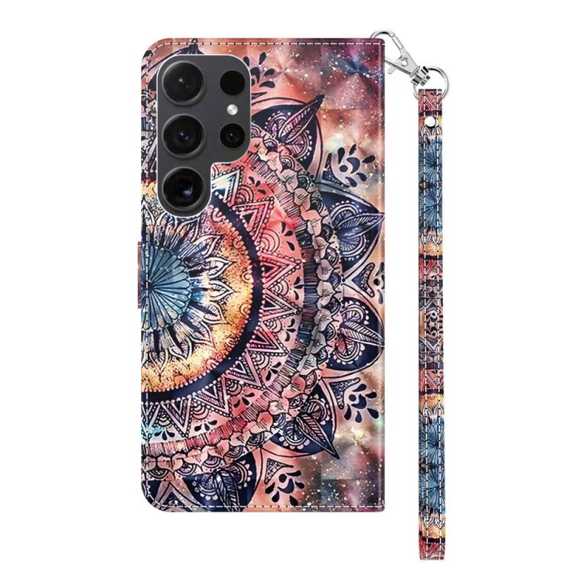 Bőrtok Samsung Galaxy S24 Ultra 5g Színes Mandala Szíjjal