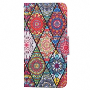 Kinyitható Bőrtok Samsung Galaxy S24 Ultra 5g Patchwork Szíjjal