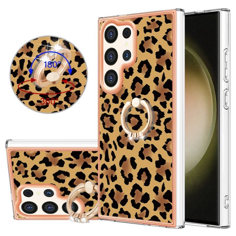 Telefontok Samsung Galaxy S24 Ultra 5g Leopard Nyomatgyűrűtartóval