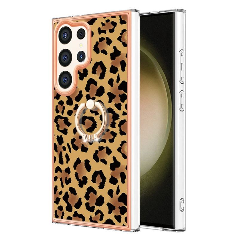 Telefontok Samsung Galaxy S24 Ultra 5g Leopard Nyomatgyűrűtartóval