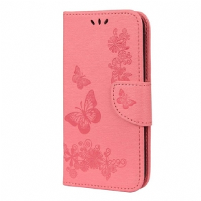 Fliptok / Bőrtok iPhone 12 Pro Max szíjjal Splendid Strap Butterflies