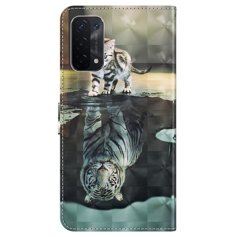 Fliptok / Bőrtok Oppo A54 5G / A74 5G szíjjal Strappy Kitten Dream