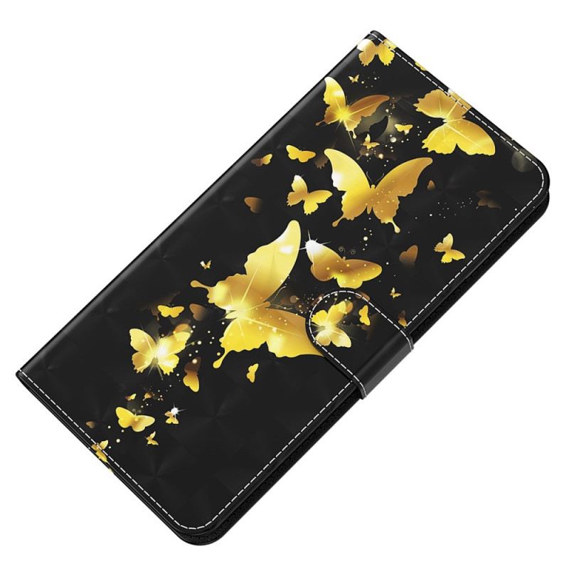 Fliptok / Bőrtok Oppo A54 5G / A74 5G szíjjal Tanga Pillangók