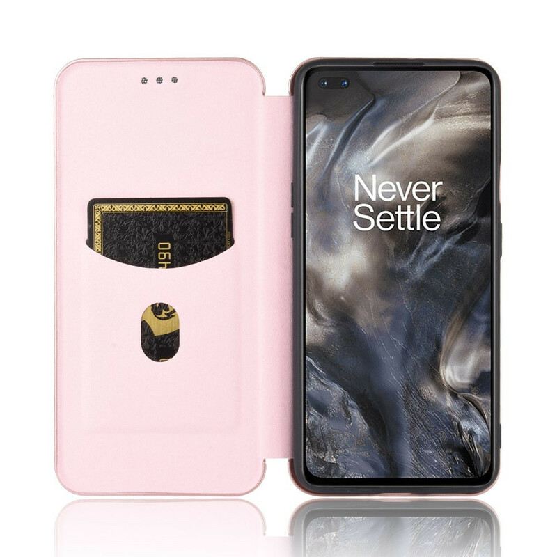 Fliptok OnePlus Nord Bőrtok Színes Karbon Szilikon