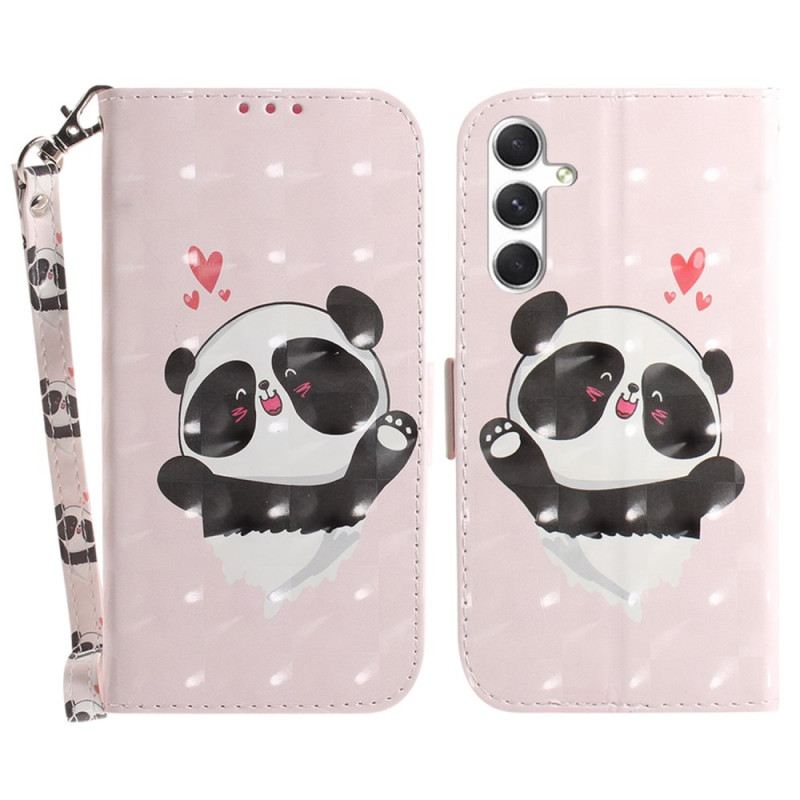 Bőrtok Samsung Galaxy S24 Plus 5g Panda Love Szíjjal