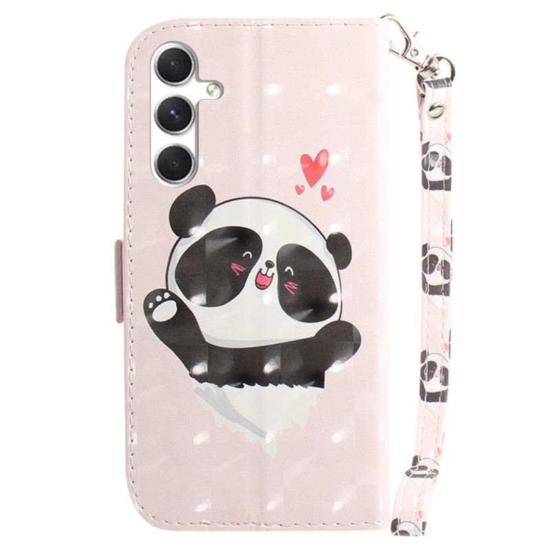 Bőrtok Samsung Galaxy S24 Plus 5g Panda Love Szíjjal