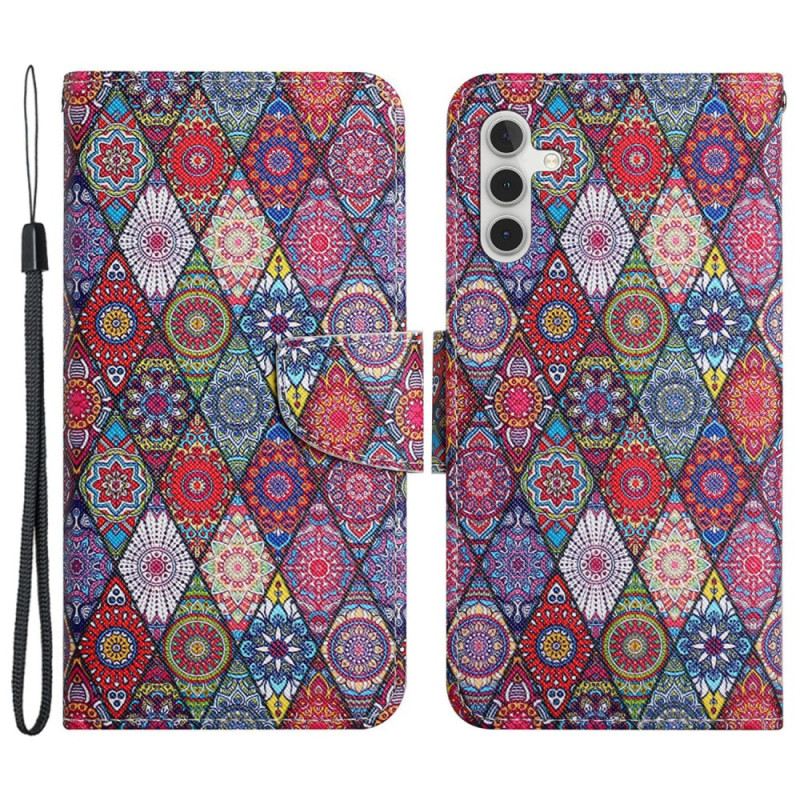 Kinyitható Bőrtok Samsung Galaxy S24 Plus 5g Zsinóros Kaleidoszkóp