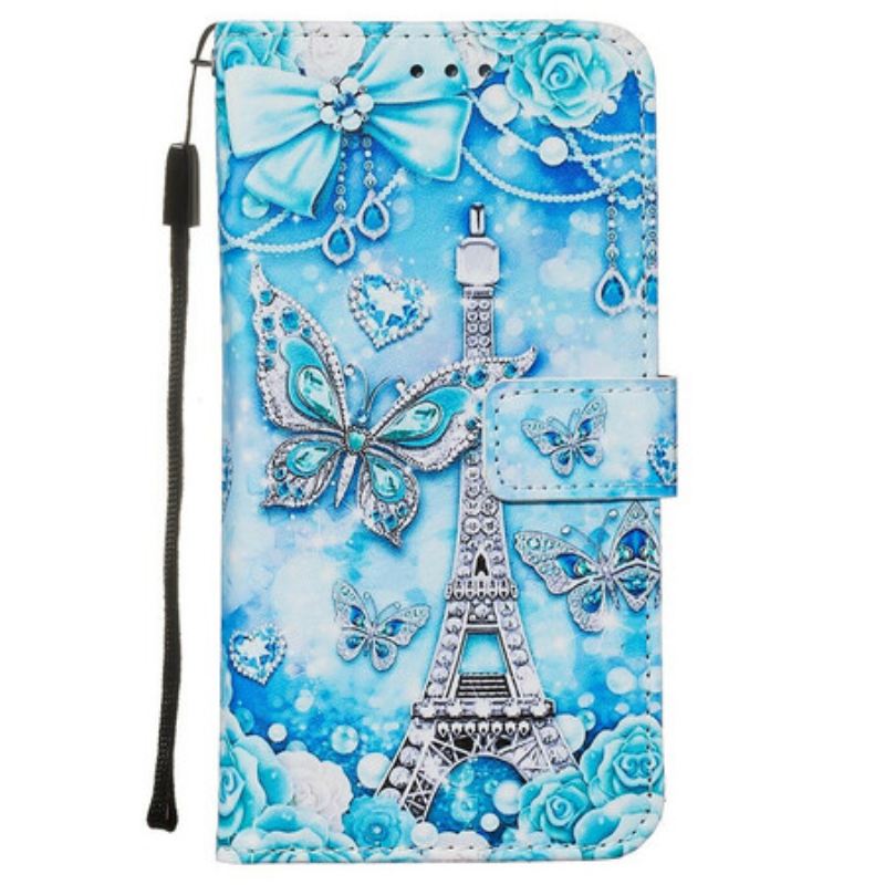 Fliptok Samsung Galaxy S20 szíjjal Eiffel-torony Pillangószíj