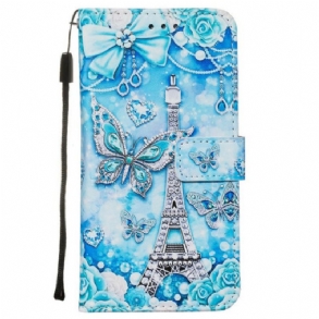 Fliptok Samsung Galaxy S20 szíjjal Eiffel-torony Pillangószíj