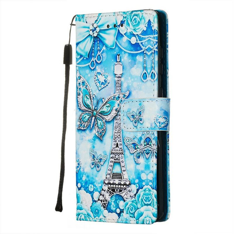 Fliptok Samsung Galaxy S20 szíjjal Eiffel-torony Pillangószíj