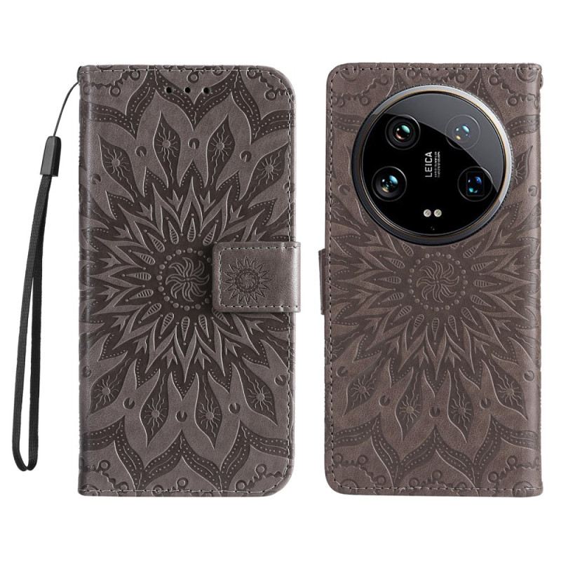 Bőrtok Xiaomi 14 Ultra Mandala Szíjjal