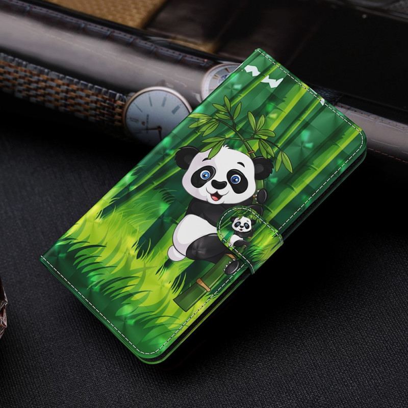 Bőrtok Google Pixel 8 Bambusz Panda Szíjjal