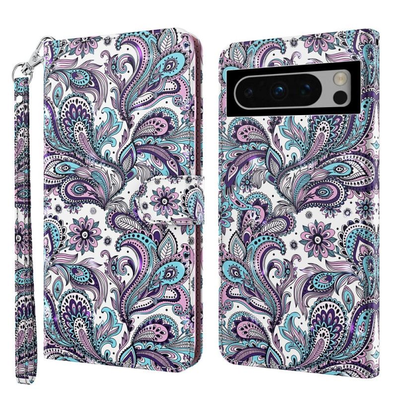 Kinyitható Tokok Google Pixel 8 Paisley Minta Szíjjal