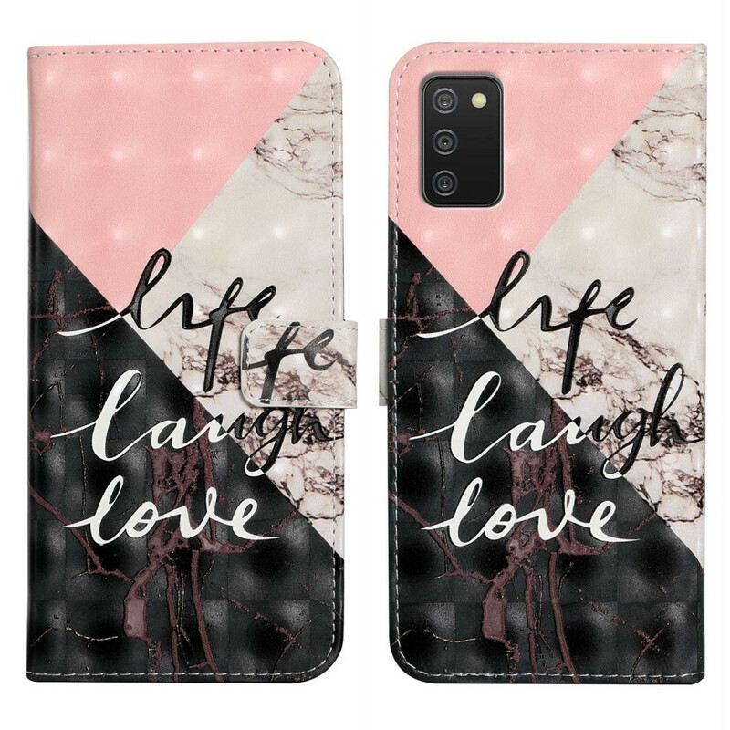 Fliptok / Bőrtok Samsung Galaxy A02s Life Laugh Love