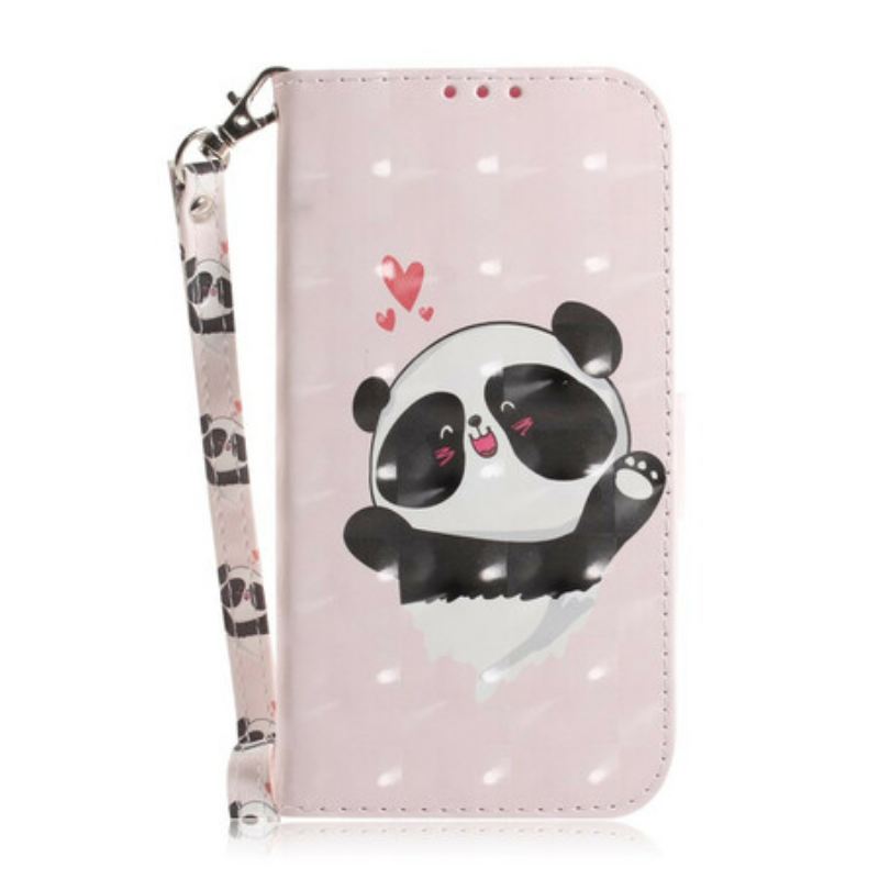 Fliptok / Bőrtok Sony Xperia L4 szíjjal Panda Love With Lanyard