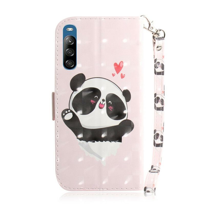 Fliptok / Bőrtok Sony Xperia L4 szíjjal Panda Love With Lanyard