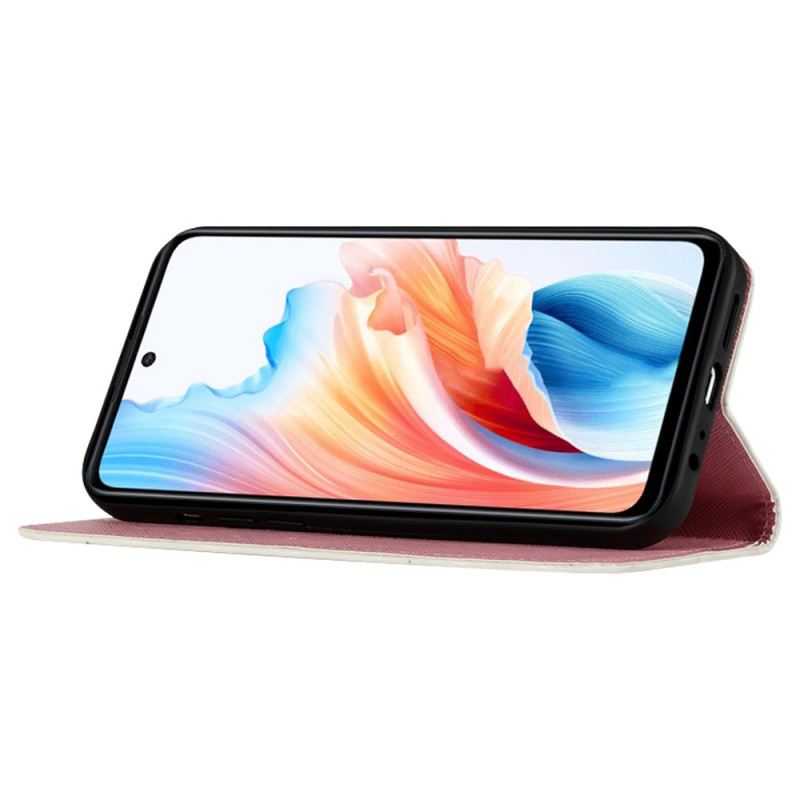 Bőrtok Oppo Reno 11 5g Rózsaszín Pillangók