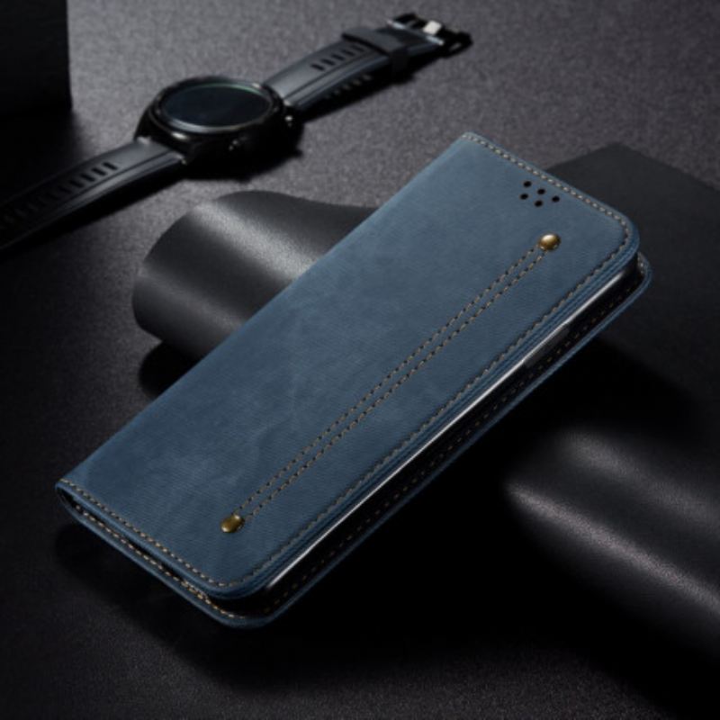 Fliptok Xiaomi Redmi Note 9T Bőrtok Farmer Szövet