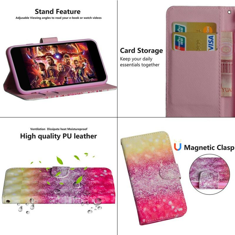 Fliptok / Bőrtok Xiaomi Redmi 9A Magenta Glitter Gradiens