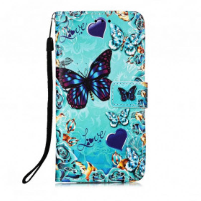 Fliptok / Bőrtok Xiaomi Redmi 9A szíjjal Love Butterflies Strappy