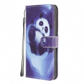 Fliptok / Bőrtok Xiaomi Redmi 9A szíjjal Panda Space Kötéllel