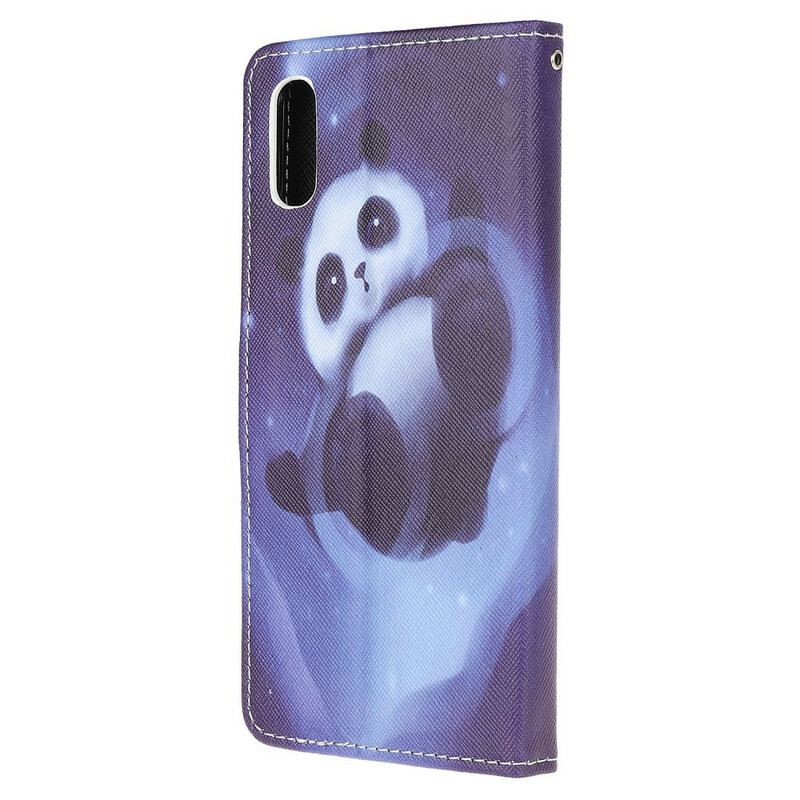 Fliptok / Bőrtok Xiaomi Redmi 9A szíjjal Panda Space Kötéllel