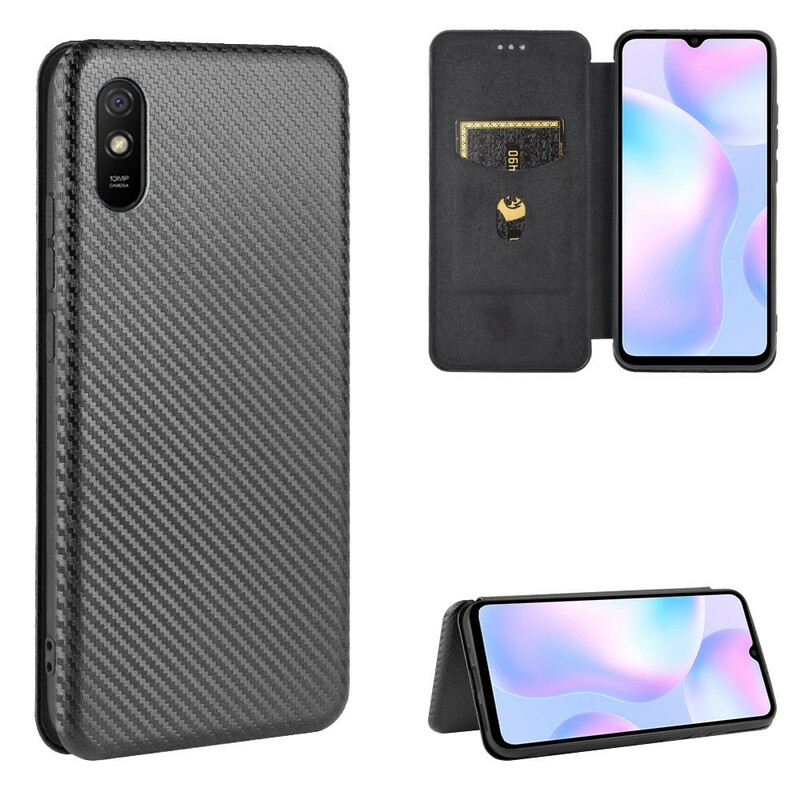 Fliptok Xiaomi Redmi 9A Bőrtok Színes Karbon Szilikon