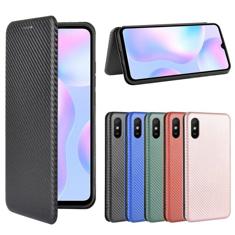 Fliptok Xiaomi Redmi 9A Bőrtok Színes Karbon Szilikon