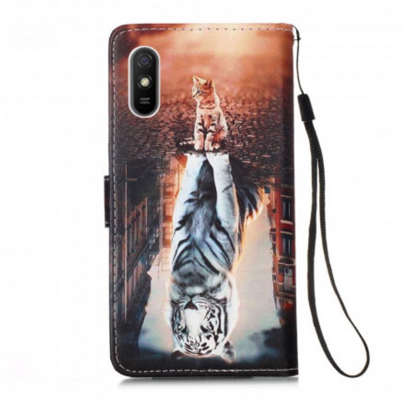 Kinyitható Tokok Xiaomi Redmi 9A szíjjal Reveries Ernest The Thong Cat