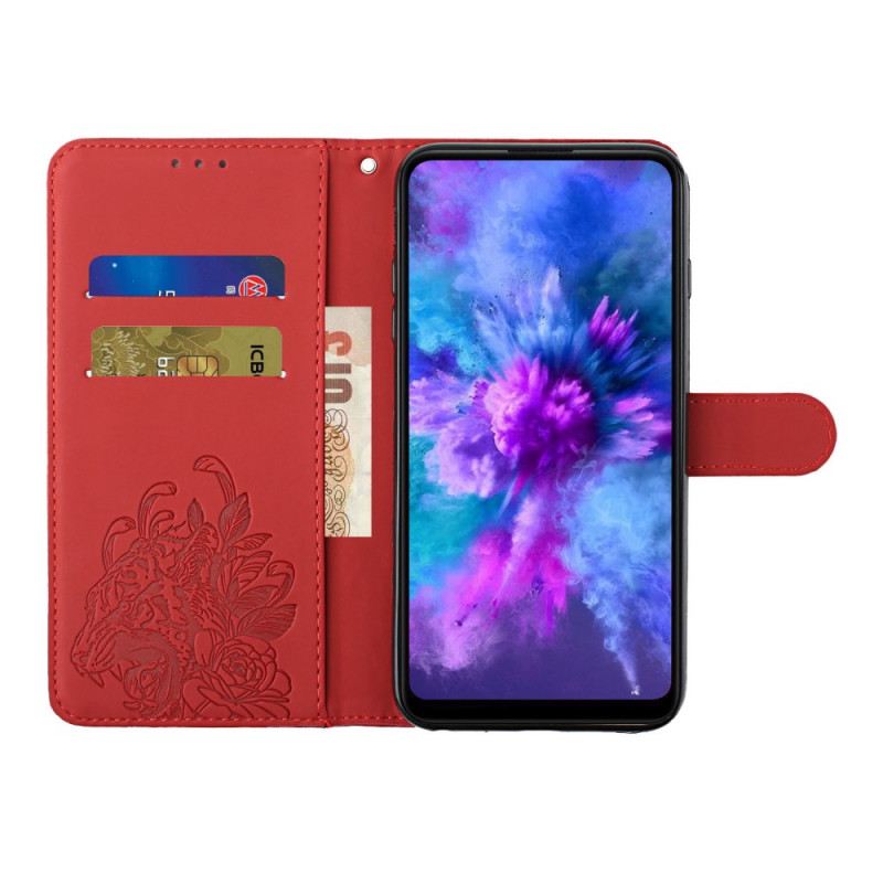 Fliptok / Bőrtok Xiaomi Redmi Note 10 Pro szíjjal Barokk Pántos Tigris