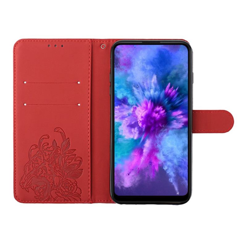 Fliptok / Bőrtok Xiaomi Redmi Note 10 Pro szíjjal Barokk Pántos Tigris