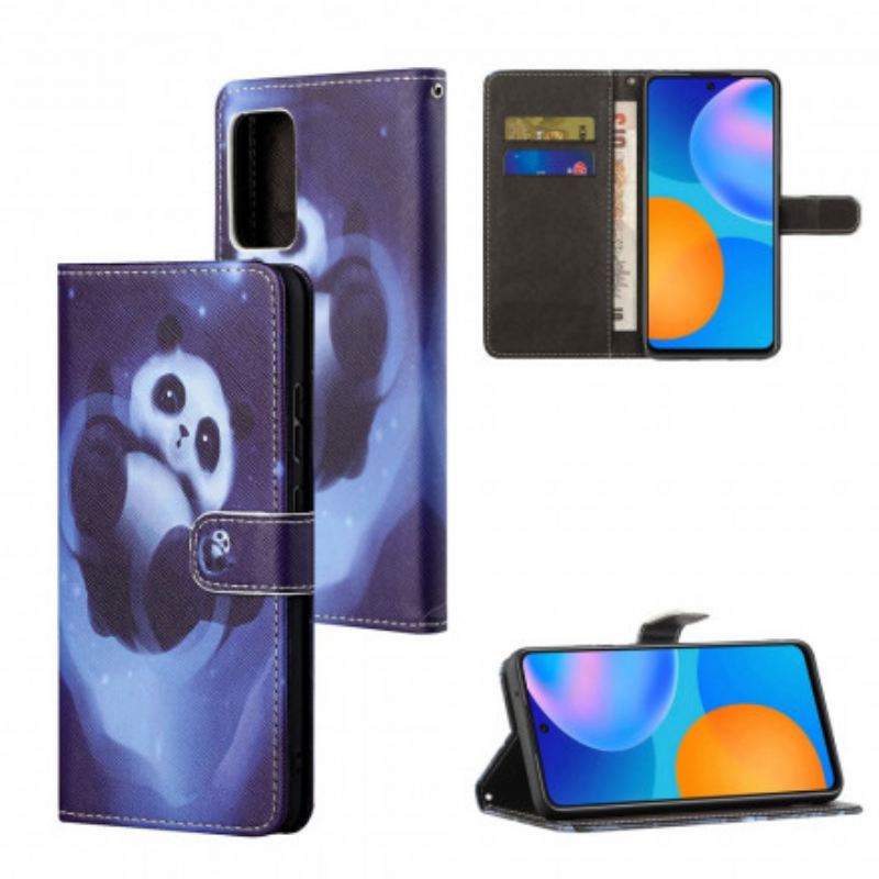 Fliptok / Bőrtok Xiaomi Redmi Note 10 Pro szíjjal Panda Space Kötéllel