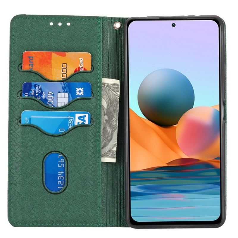 Fliptok / Bőrtok Xiaomi Redmi Note 10 Pro szíjjal Pántos Szőtt Bőr Stílus