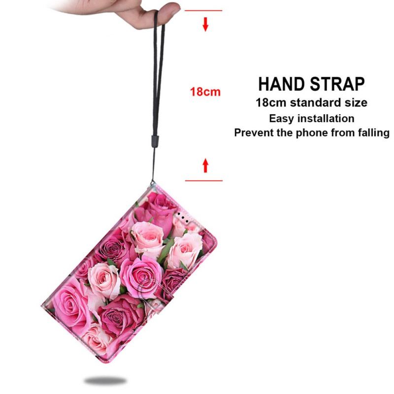 Fliptok / Bőrtok Xiaomi Redmi Note 10 Pro szíjjal Strap Roses